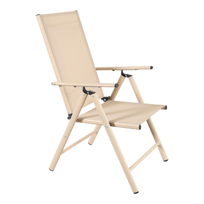 Πολυθρόνα Candor pakoworld σαμπανί μέταλλο με textilene σε καφέ απόχρωση 51.5x63.5x107εκ