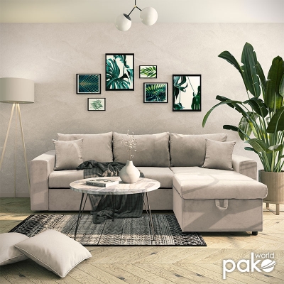 Γωνιακός καναπές-κρεβάτι αναστρέψιμος Lilian pakoworld ύφασμα μπεζ 225x148x81εκ Γωνιακός καναπές-κρεβάτι αναστρέψιμος Lilian pakoworld ύφασμα μπεζ 225x148x81εκ