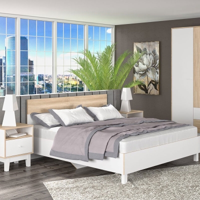 Κρεβάτι Awell pakoworld sonoma-λευκό 160x200εκ Κρεβάτι Awell pakoworld sonoma-λευκό 160x200εκ