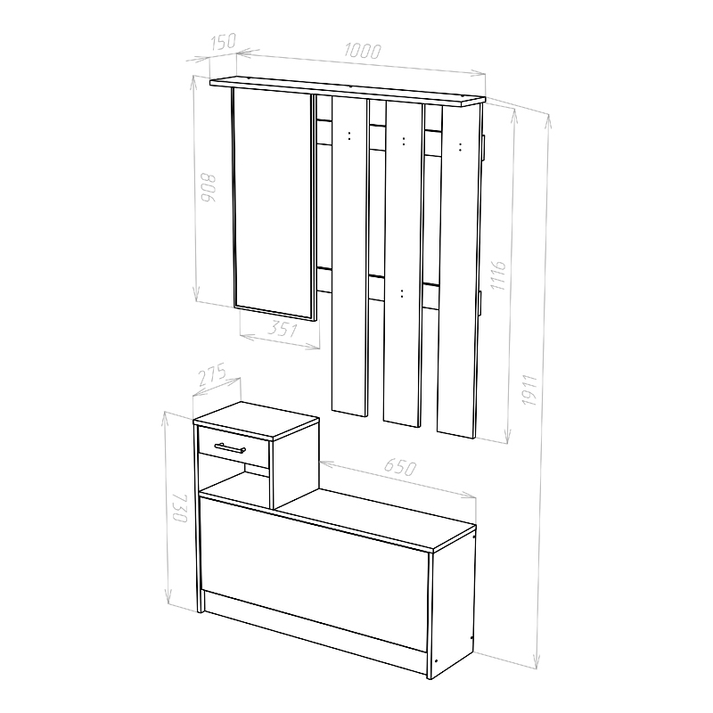 Έπιπλο εισόδου Jamie pakoworld καρυδί-λευκό 100x27,5x187εκ Έπιπλο εισόδου Jamie pakoworld καρυδί-λευκό 100x27,5x187εκ