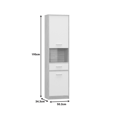 Στήλη Letto pakoworld σε oak - λευκό ματ απόχρωση 50,2x34,3x195εκ Στήλη Letto pakoworld σε oak - λευκό ματ απόχρωση 50,2x34,3x195εκ