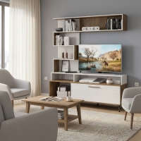 Σύνθετο σαλονιού Jasper pakoworld καρυδί-αντικέ λευκό 151.5x37.5x169.5εκ