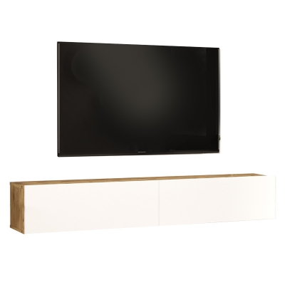 Έπιπλο τηλεόρασης επιτοίχιο Dello pakoworld λευκό-oak 180x31.6x29.6εκ Έπιπλο τηλεόρασης επιτοίχιο Dello pakoworld λευκό-oak 180x31.6x29.6εκ