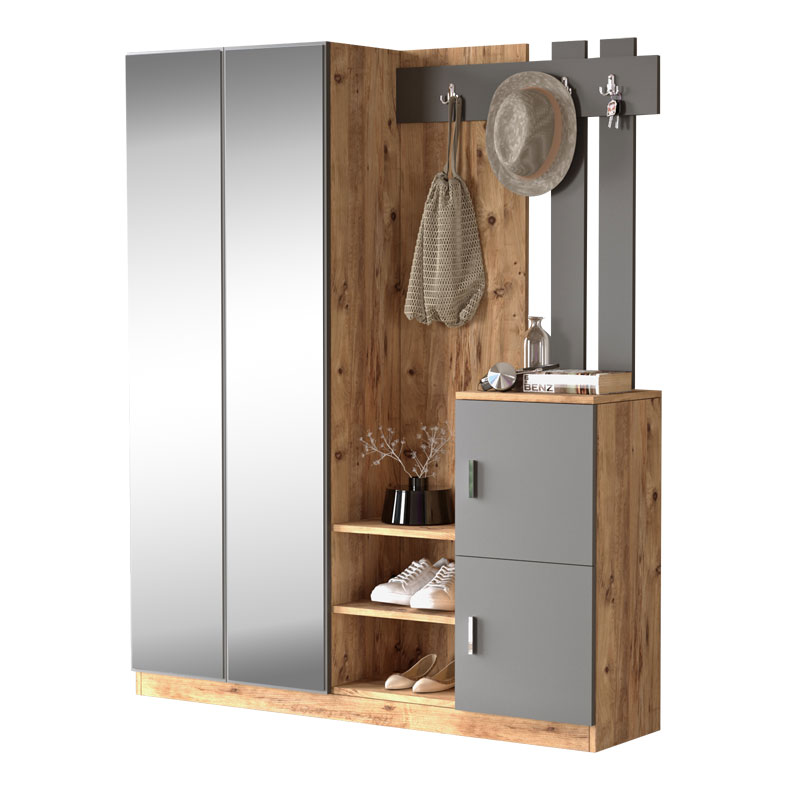 Έπιπλο εισόδου Doorse pakoworld μελαμίνης ανθρακί-sonoma 147.5x35x180εκ Έπιπλο εισόδου Doorse pakoworld μελαμίνης ανθρακί-sonoma 147.5x35x180εκ