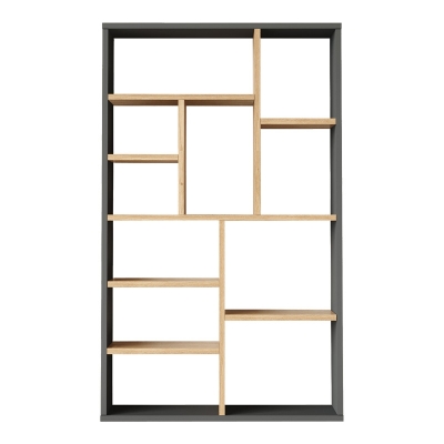 Βιβλιοθήκη Boteca 10θέσεων pakoworld σε oak-ανθρακί απόχρωση 75x22x123.6εκ Βιβλιοθήκη Boteca 10θέσεων pakoworld σε oak-ανθρακί απόχρωση 75x22x123.6εκ