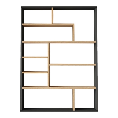 Βιβλιοθήκη Decora pakoworld σε φυσική-ανθρακί απόχρωση 90x22x123.6εκ Βιβλιοθήκη Decora pakoworld σε φυσική-ανθρακί απόχρωση 90x22x123.6εκ