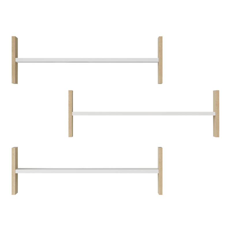 Ραφιέρα τοίχου Mento pakoworld λευκό με oak 75,6x14,5x23,6εκ