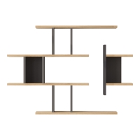 Ραφιέρα τοίχου Ledia pakoworld oak με ανθρακί 110,6x14,5x78εκ