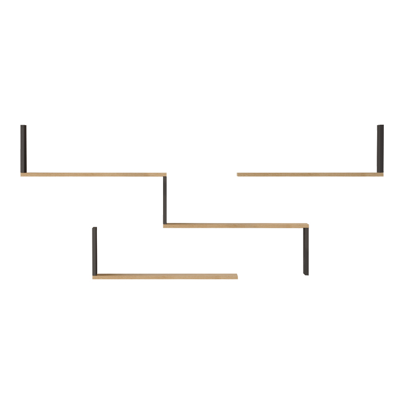 Ραφιέρα τοίχου Flear pakoworld oak με ανθρακί 179x14,5x76,2εκ