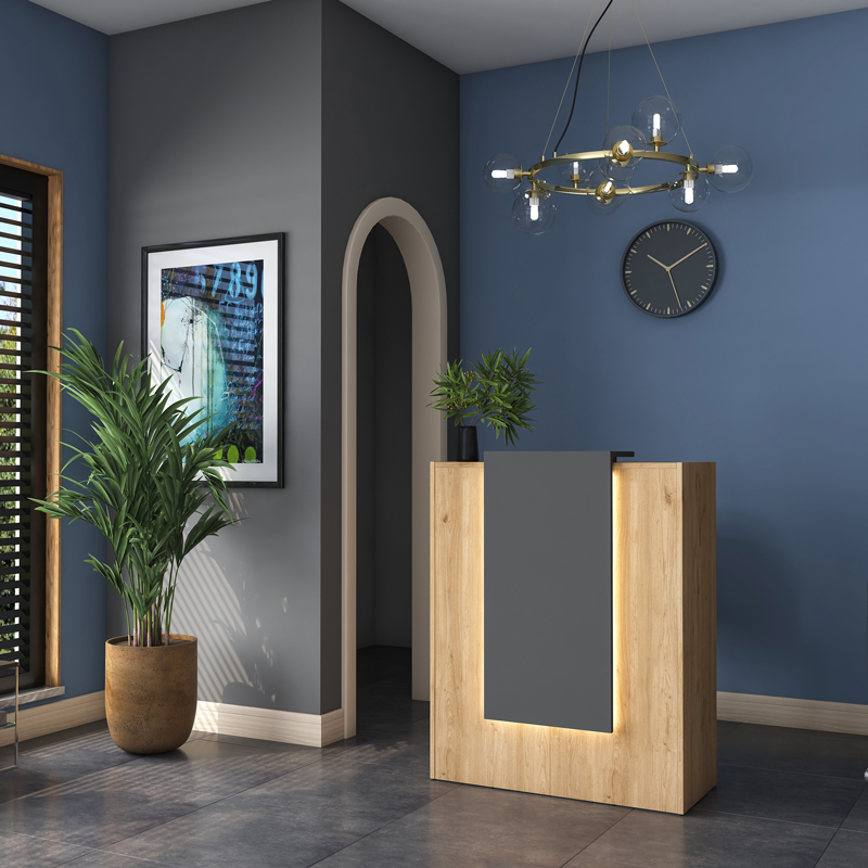 Γραφείο reception Zowel pakoworld με led μελαμίνης φυσικό-ανθρακί 90x40x110εκ Γραφείο reception Zowel pakoworld με led μελαμίνης φυσικό-ανθρακί 90x40x110εκ