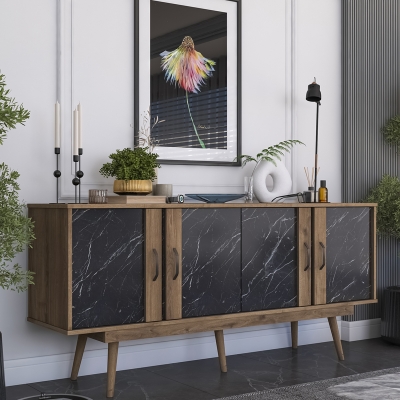 Μπουφές Suckie I pakoworld καρυδί με μαύρο μαρμάρου μελαμίνης-καρυδί pp πόδι 180x45x82.6εκ Μπουφές Suckie I pakoworld καρυδί με μαύρο μαρμάρου μελαμίνης-καρυδί pp πόδι 180x45x82.6εκ