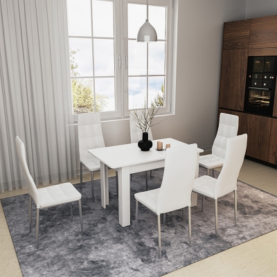 Τραπέζι Quiin pakoworld επεκτεινόμενο λευκό 120-164x70x73.5εκ Τραπέζι Quiin pakoworld επεκτεινόμενο λευκό 120-164x70x73.5εκ