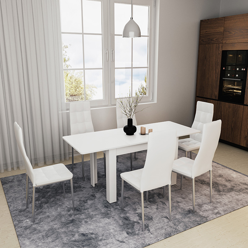 Τραπέζι Quiin pakoworld επεκτεινόμενο λευκό 120-174x70x73.5εκ Τραπέζι Quiin pakoworld επεκτεινόμενο λευκό 120-174x70x73.5εκ
