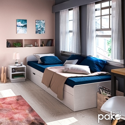 Κρεβάτι Regan pakoworld με αποθηκευτικό χώρο σε λευκή απόχρωση 90x200εκ Κρεβάτι Regan pakoworld με αποθηκευτικό χώρο σε λευκή απόχρωση 90x200εκ