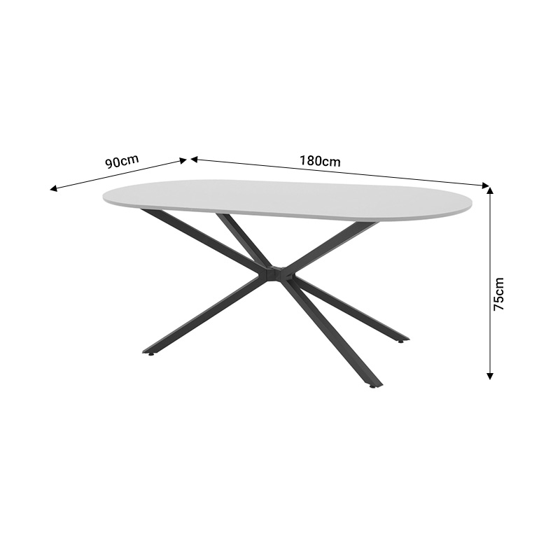 Τραπέζι Lerdion pakoworld γκρι mdf-μαύρο μέταλλο 180x90x75εκ Τραπέζι Lerdion pakoworld γκρι mdf-μαύρο μέταλλο 180x90x75εκ