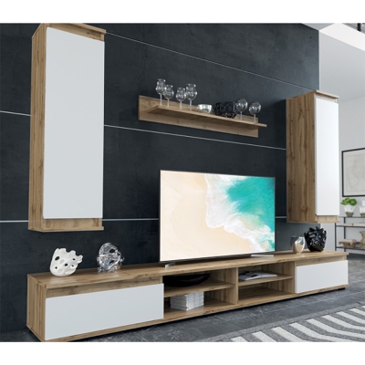 Σύνθετο σαλονιού Sandro pakoworld καρυδί-λευκό 175x37x160εκ Σύνθετο σαλονιού Sandro pakoworld καρυδί-λευκό 175x37x160εκ