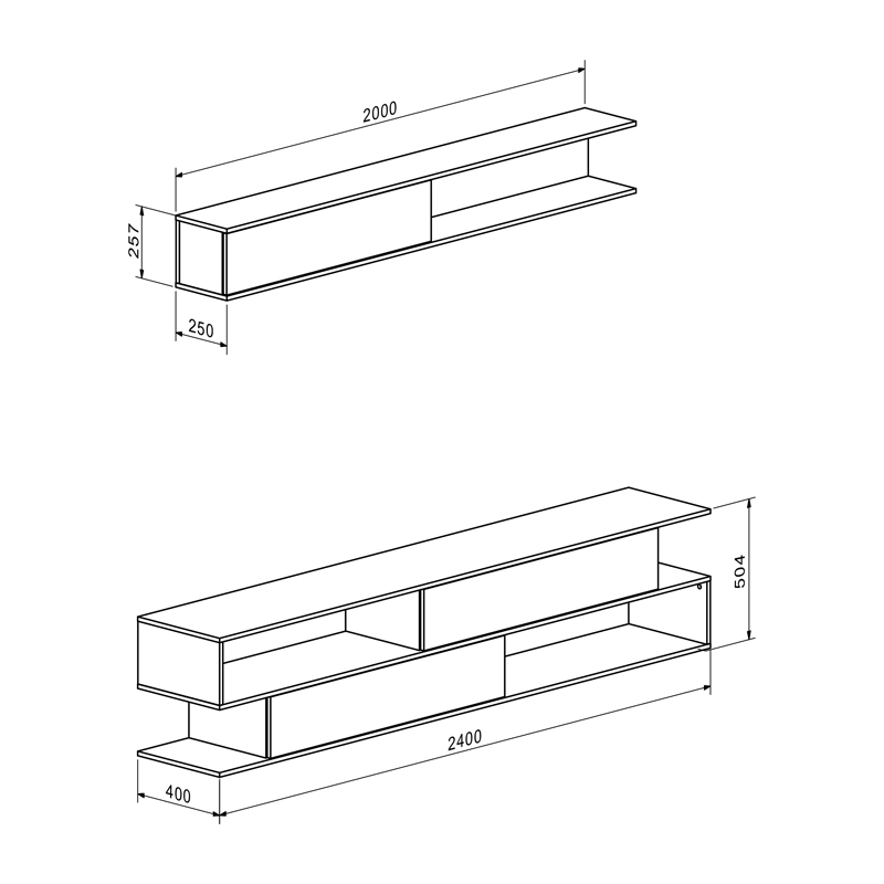 Σύνθετο σαλονιού Brick pakoworld σε sonoma oak-κρεμ απόχρωση 240x40x50.4εκ