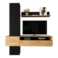Σύνθετο σαλονιού Wendy pakoworld σε oak-μαύρη απόχρωση 195.1x37.3x219.1εκ Σύνθετο σαλονιού Wendy pakoworld σε oak-μαύρη απόχρωση 195.1x37.3x219.1εκ