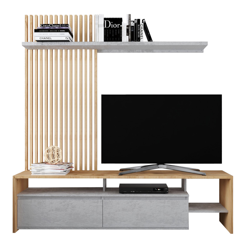 Σύνθετο σαλονιού Neo pakoworld σε oak-γκρι απόχρωση 190x40x200εκ Σύνθετο σαλονιού Neo pakoworld σε oak-γκρι απόχρωση 190x40x200εκ
