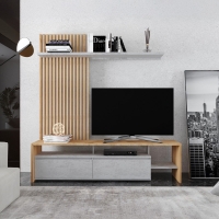 Σύνθετο σαλονιού Neo pakoworld σε oak-γκρι απόχρωση 190x40x200εκ Σύνθετο σαλονιού Neo pakoworld σε oak-γκρι απόχρωση 190x40x200εκ