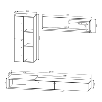 Σύνθετο σαλονιού Calvados pakoworld σε oak-ανθρακί απόχρωση