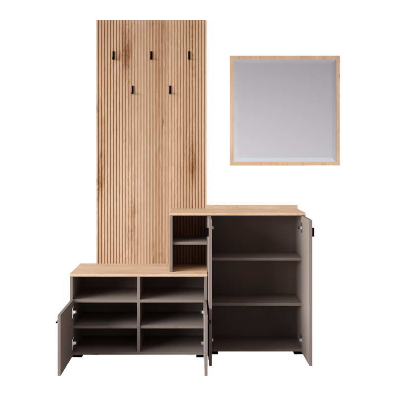 Έπιπλο εισόδου Ebro pakoworld σε oak-cappuccino απόχρωση 150.3x41.2x204.7εκ Έπιπλο εισόδου Ebro pakoworld σε oak-cappuccino απόχρωση 150.3x41.2x204.7εκ