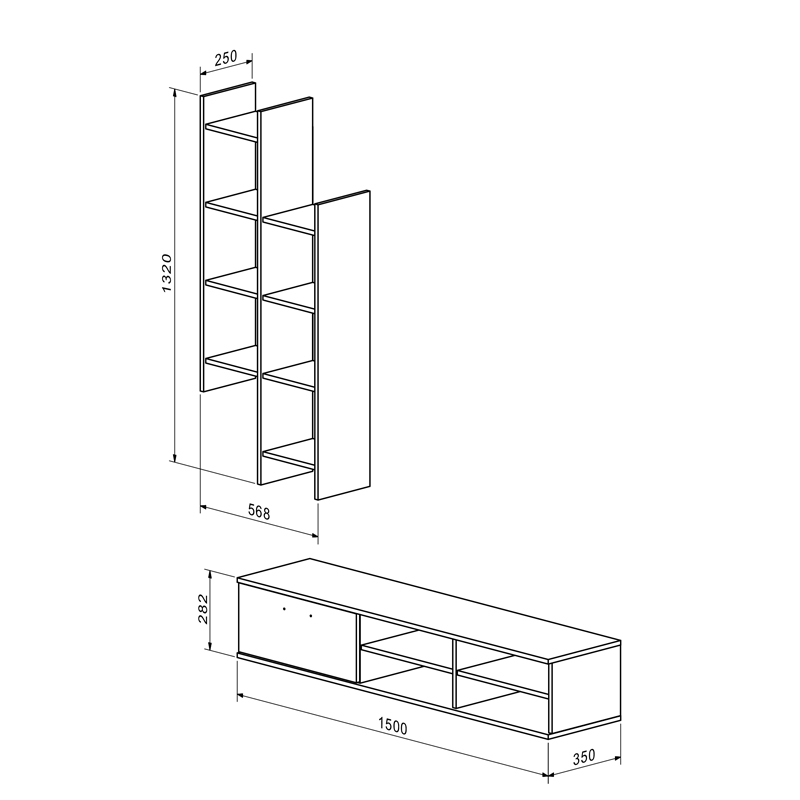 Σύνθετο σαλονιού Sarona pakoworld oak 150x35x160εκ