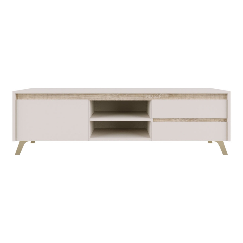 Έπιπλο τηλεόρασης Belka pakoworld κρεμ με oak 155x45x53,6εκ Έπιπλο τηλεόρασης Belka pakoworld κρεμ με oak 155x45x53,6εκ