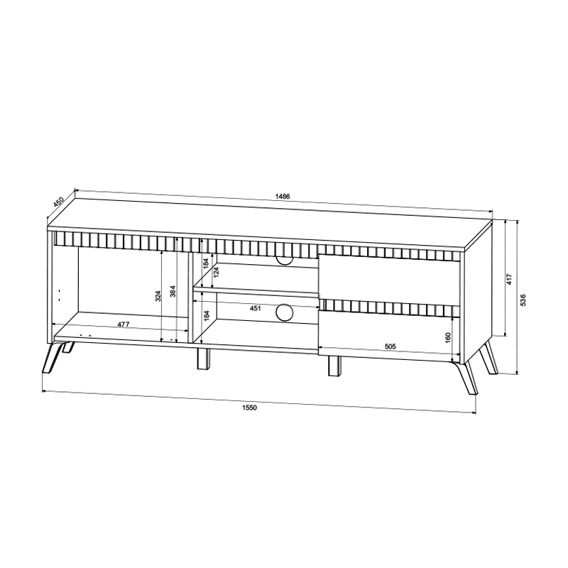 Έπιπλο τηλεόρασης Belka pakoworld κρεμ με oak 155x45x53,6εκ Έπιπλο τηλεόρασης Belka pakoworld κρεμ με oak 155x45x53,6εκ