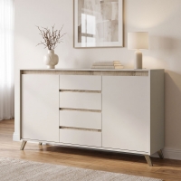Μπουφές Belka pakoworld κρεμ με oak 155x45x93,7εκ Μπουφές Belka pakoworld κρεμ με oak 155x45x93,7εκ