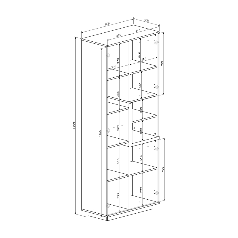 Σύνθετο σαλονιού Norda pakoworld κρεμ με oak 187x40x58,4εκ Σύνθετο σαλονιού Norda pakoworld κρεμ με oak 187x40x58,4εκ