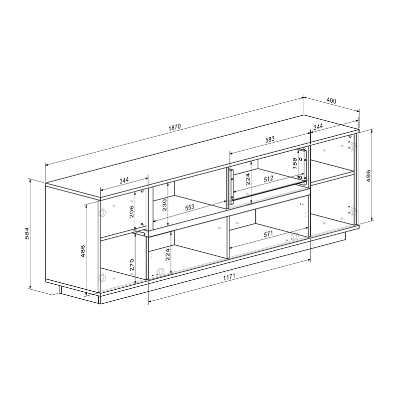 Σύνθετο σαλονιού Norda pakoworld κρεμ με oak 187x40x58,4εκ Σύνθετο σαλονιού Norda pakoworld κρεμ με oak 187x40x58,4εκ
