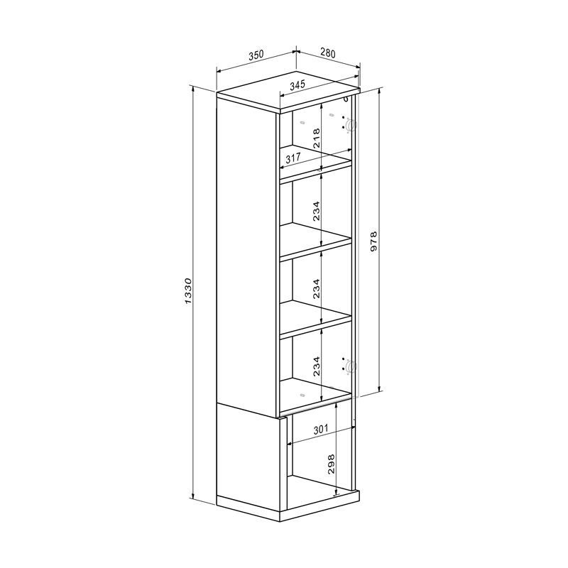 Σύνθετο σαλονιού Norda pakoworld κρεμ με oak 187x40x58,4εκ Σύνθετο σαλονιού Norda pakoworld κρεμ με oak 187x40x58,4εκ