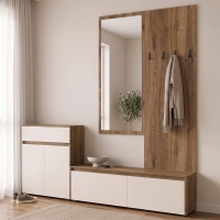 Έπιπλο εισόδου Ansia pakoworld καρυδί oak 210x44,7x175εκ Έπιπλο εισόδου Ansia pakoworld καρυδί oak 210x44,7x175εκ