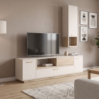 Σύνθετο σαλονιού Norda pakoworld κρεμ με oak 187x40x58.4εκ Σύνθετο σαλονιού Norda pakoworld κρεμ με oak 187x40x58.4εκ