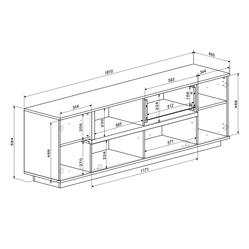 Σύνθετο σαλονιού Norda pakoworld κρεμ με oak 187x40x58.4εκ Σύνθετο σαλονιού Norda pakoworld κρεμ με oak 187x40x58.4εκ