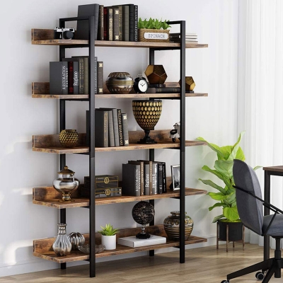 Βιβλιοθήκη Almond pakoworld καρυδί-μαύρο 119x27x185εκ Βιβλιοθήκη Almond pakoworld καρυδί-μαύρο 119x27x185εκ