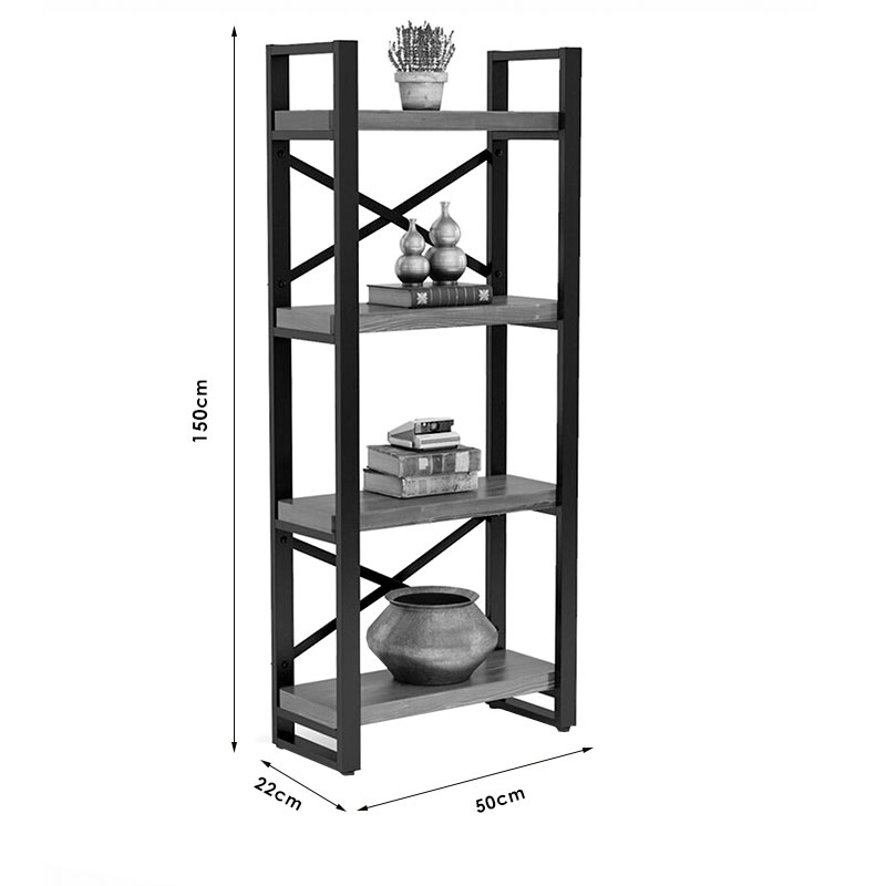 Βιβλιοθήκη Crimson pakoworld καρυδί-μαύρο 50x22x150εκ Βιβλιοθήκη Crimson pakoworld καρυδί-μαύρο 50x22x150εκ