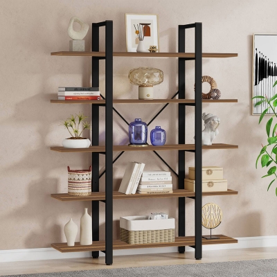 Βιβλιοθήκη Esthon pakoworld καρυδί-μαύρο μέταλλο 120x32x184εκ Βιβλιοθήκη Esthon pakoworld καρυδί-μαύρο μέταλλο 120x32x184εκ
