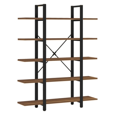 Βιβλιοθήκη Esthon pakoworld καρυδί-μαύρο μέταλλο 120x32x184εκ Βιβλιοθήκη Esthon pakoworld καρυδί-μαύρο μέταλλο 120x32x184εκ