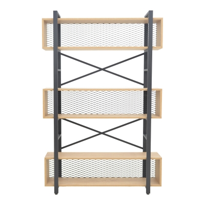 Βιβλιοθήκη Fifer pakoworld σε oak-μαύρη απόχρωση 120x28x185εκ Βιβλιοθήκη Fifer pakoworld σε oak-μαύρη απόχρωση 120x28x185εκ