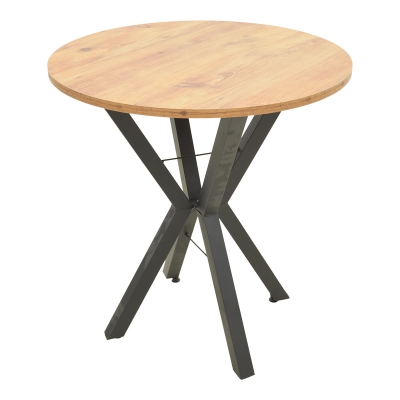 Τραπέζι Rogue pakoworld φυσική απόχρωση με μαύρα μεταλλικά πόδια Φ70x72εκ