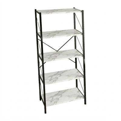 Βιβλιοθήκη Bimblem pakoworld λευκό μαρμάρου με μαύρο μέταλλο  60x30x150εκ