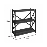 Ραφιέρα επιδαπέδια Althea pakoworld καρυδί με μαύρο μέταλλο 60x30x90εκ