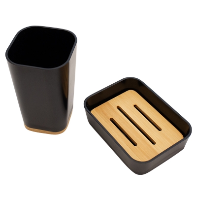 Σετ αξεσουάρ μπάνιου Nature pakoworld 2τμχ pp χρώμα μαύρο Σετ αξεσουάρ μπάνιου Nature pakoworld 2τμχ pp χρώμα μαύρο