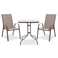 Τραπεζαρία Watson-Calan σετ 3τεμ pakoworld μέταλλο-textilene καφέ 60x60x70εκ Τραπεζαρία Watson-Calan σετ 3τεμ pakoworld μέταλλο-textilene καφέ 60x60x70εκ