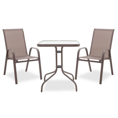 Τραπεζαρία Watson-Calan σετ 3τεμ pakoworld μέταλλο-textilene καφέ 60x60x70εκ Τραπεζαρία Watson-Calan σετ 3τεμ pakoworld μέταλλο-textilene καφέ 60x60x70εκ