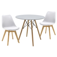 Τραπεζαρία Julita-Gaston pakoworld σετ 3τεμ σε απόχρωση φυσικό-λευκό Φ80x73εκ Τραπεζαρία Julita-Gaston pakoworld σετ 3τεμ σε απόχρωση φυσικό-λευκό Φ80x73εκ