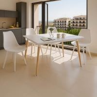 Φοιτητικό πακέτο τραπεζαρίας Natali-Gaston pakoworld σετ 5τεμ λευκό 120x80x76εκ Φοιτητικό πακέτο τραπεζαρίας Natali-Gaston pakoworld σετ 5τεμ λευκό 120x80x76εκ