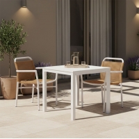 Τραπεζαρία Kliton - Clutch σετ 3τεμ pakoworld αλουμίνιο σε λευκή απόχρωση 80x80x74εκ